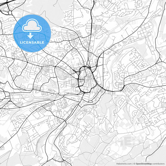 Vector PDF map of Huddersfield, England