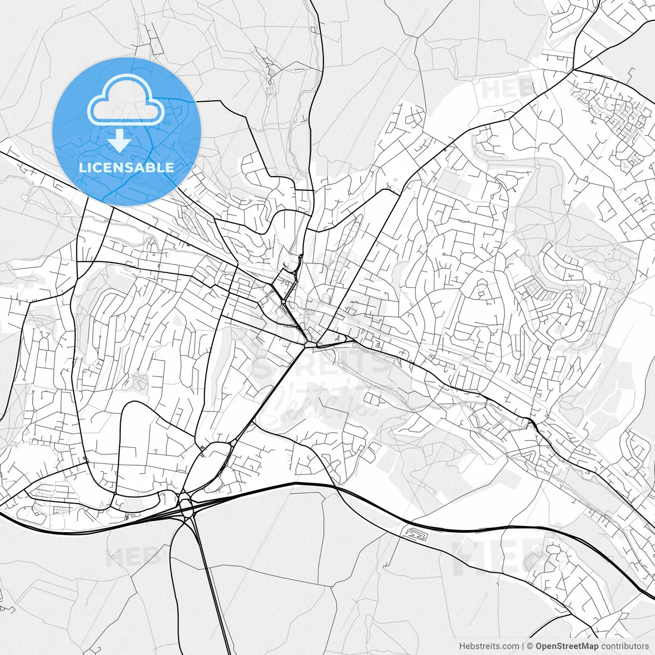 Vector PDF map of High Wycombe, England