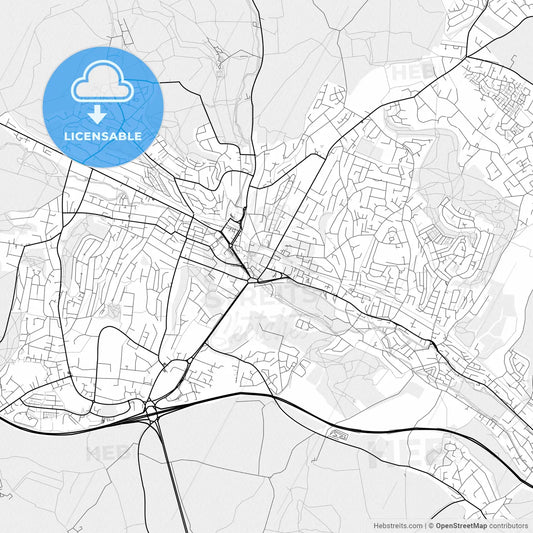 Vector PDF map of High Wycombe, England