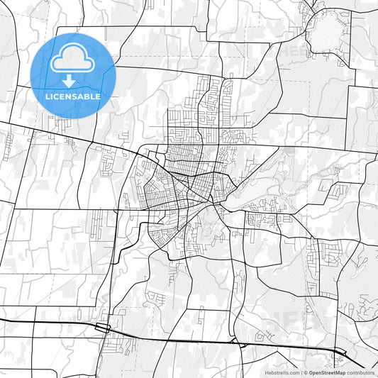Vector PDF map of Granby, Canada