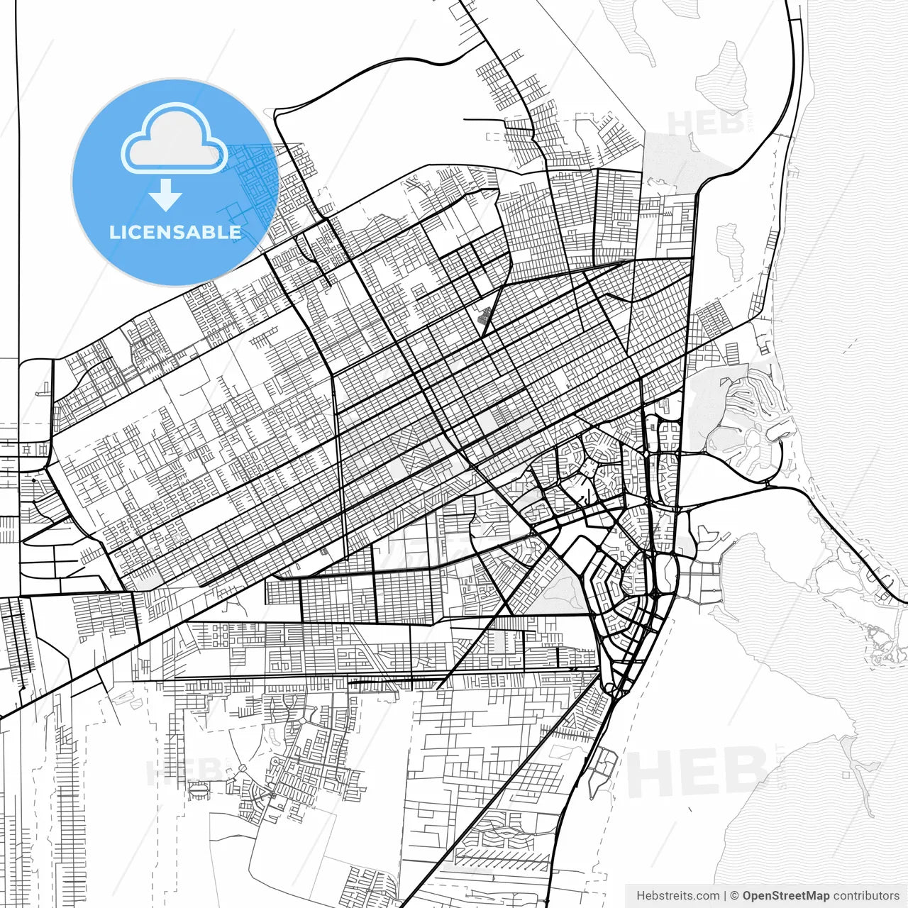 Vector PDF map of Cancún, Mexico