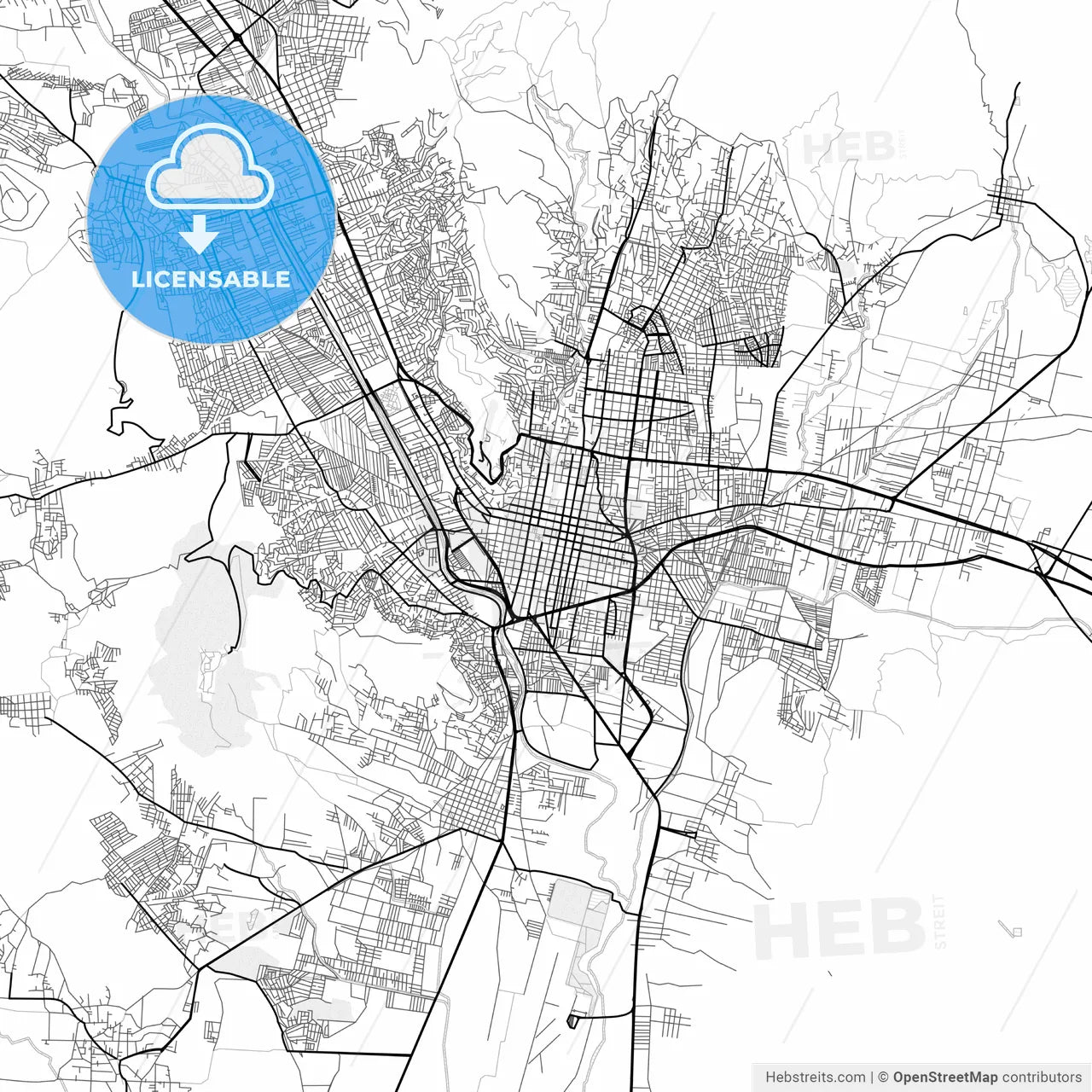 Vector PDF map of Oaxaca, Mexico