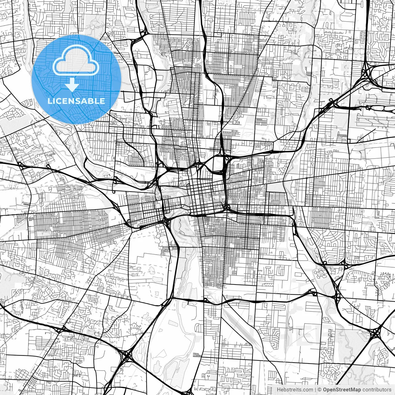 Vector PDF map of Columbus, Ohio, United States
