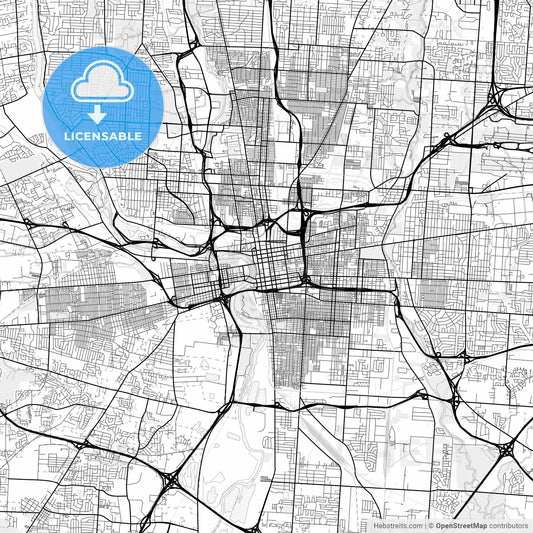 Vector PDF map of Columbus, Ohio, United States