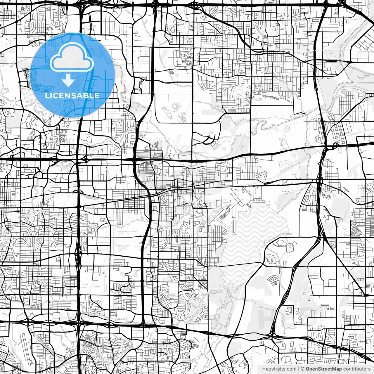 Vector PDF map of Grand Prairie, Texas, United States