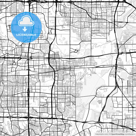 Vector PDF map of Grand Prairie, Texas, United States