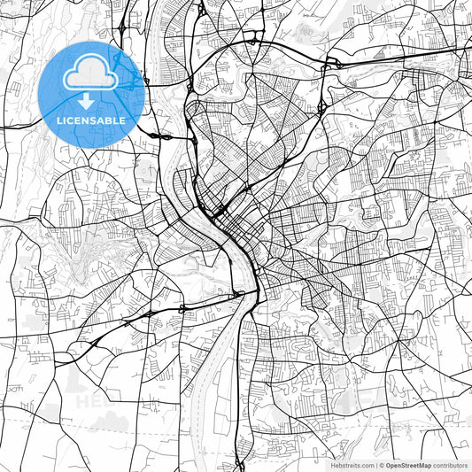 Vector PDF map of Springfield, Massachusetts, United States