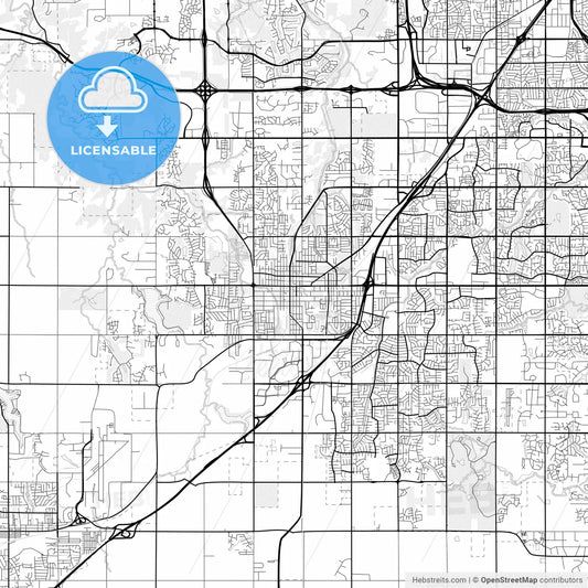 Vector PDF map of Olathe, Kansas, United States