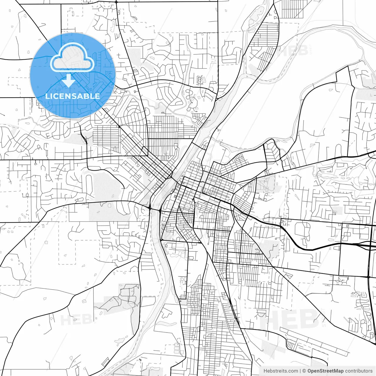 Vector PDF map of Hamilton, Ohio, United States
