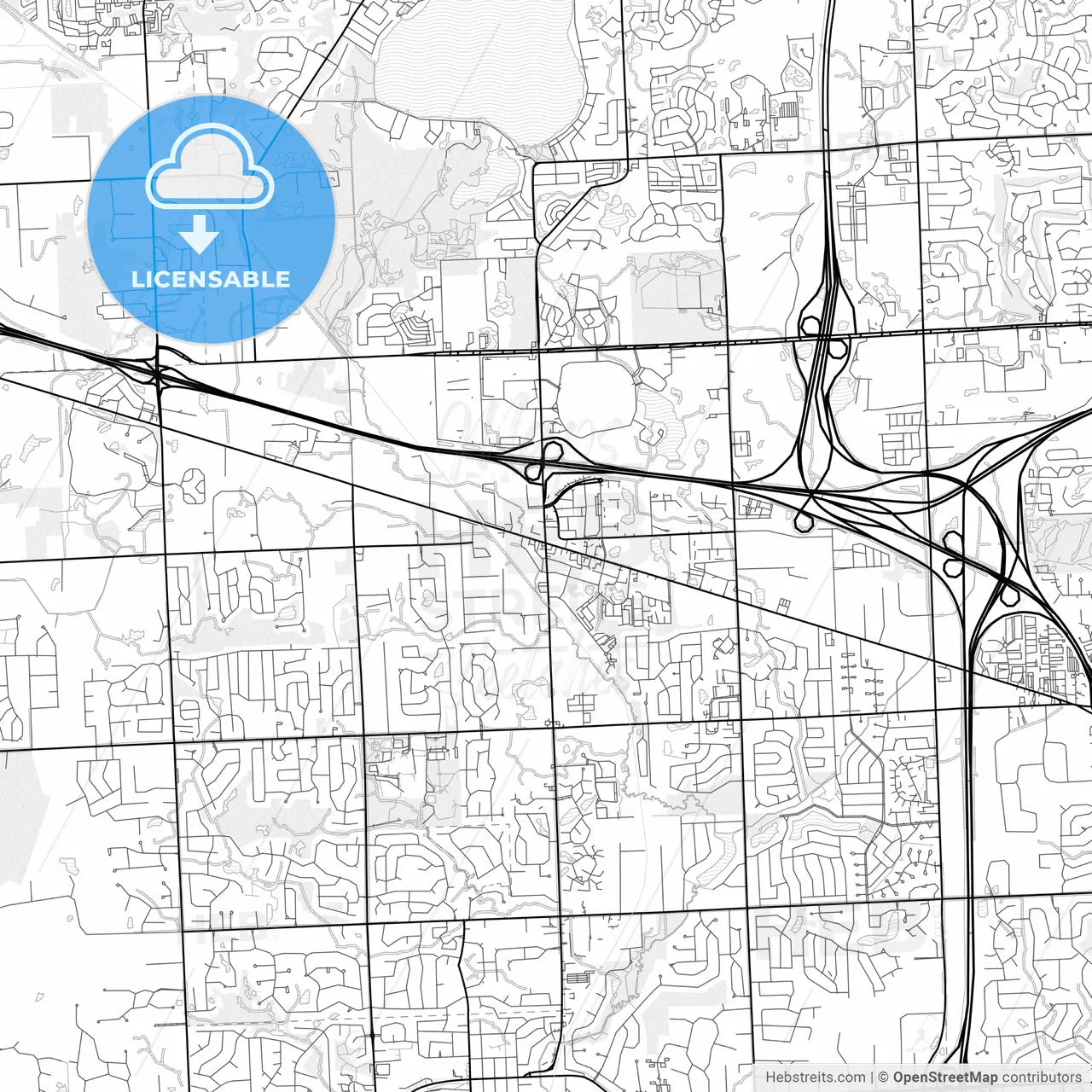 Vector PDF map of Novi, Michigan, United States