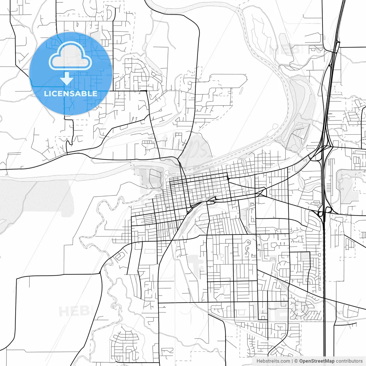 Vector PDF map of Albany, Oregon, United States