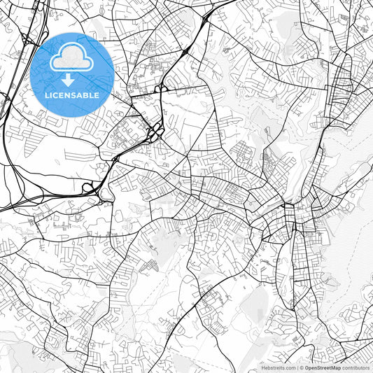 Vector PDF map of Peabody, Massachusetts, United States