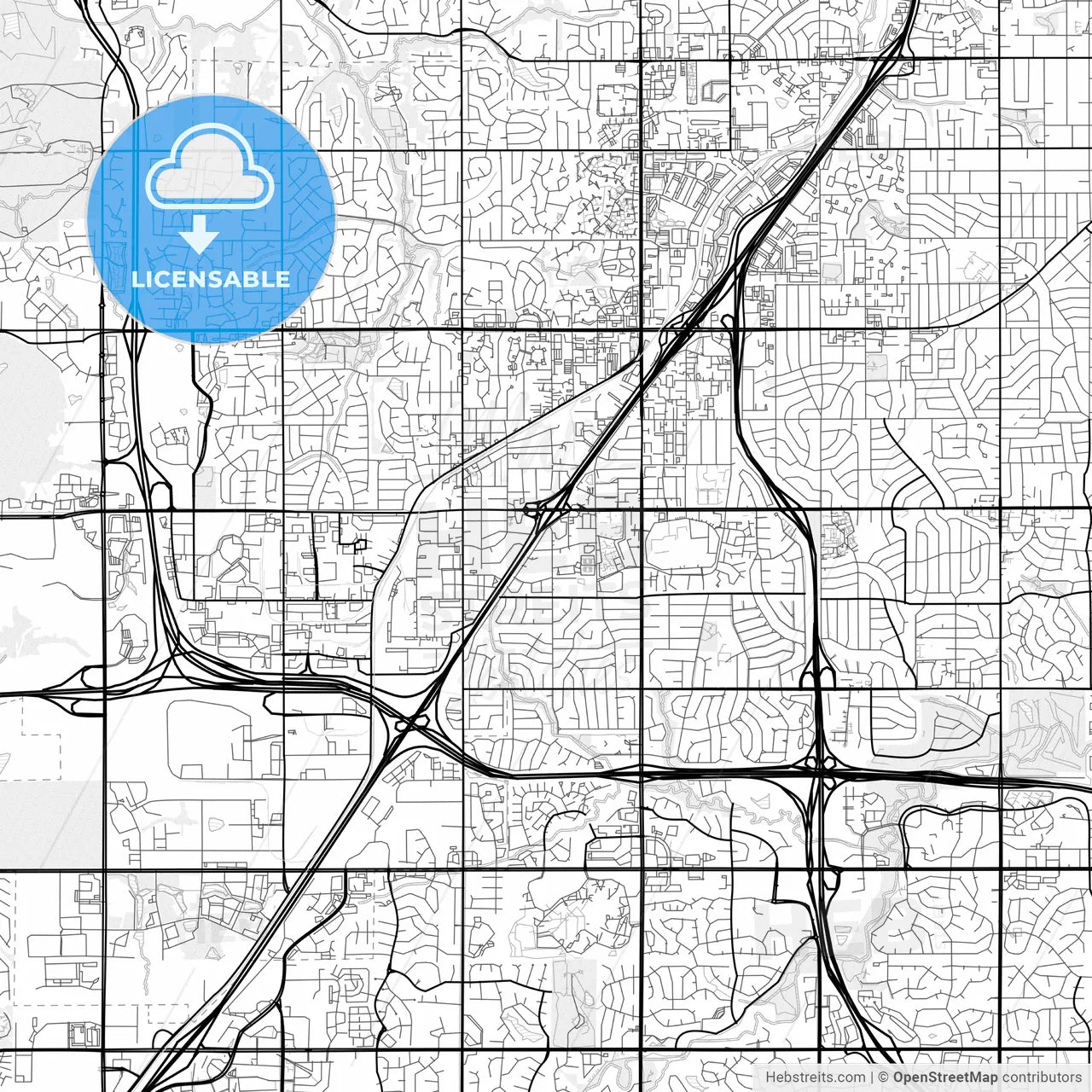 Vector PDF map of Lenexa, Kansas, United States