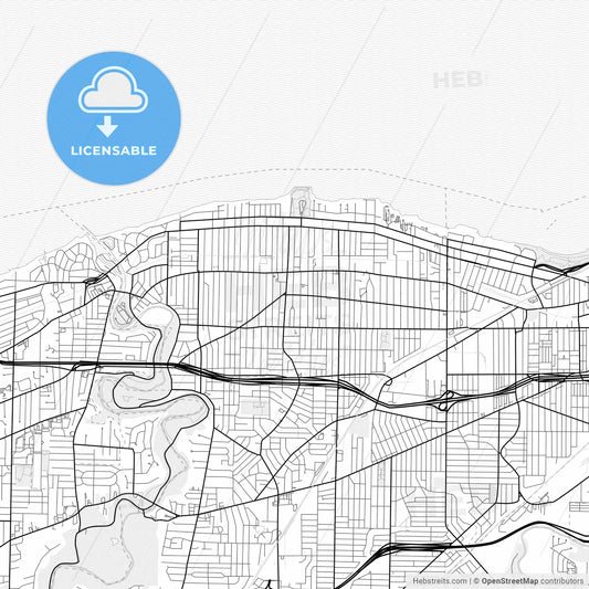 Vector PDF map of Lakewood, Ohio, United States