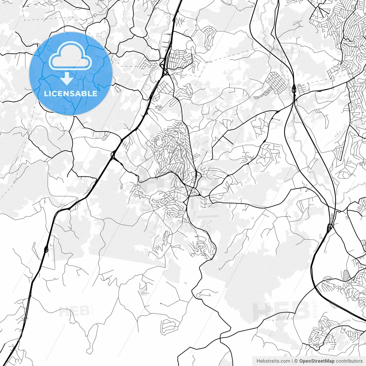 Vector PDF map of Itapecerica da Serra, Brazil