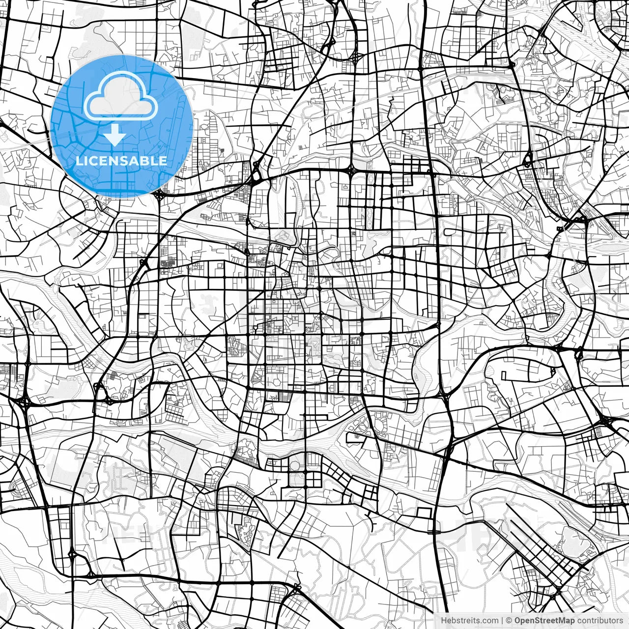 Vector PDF map of Foshan, China