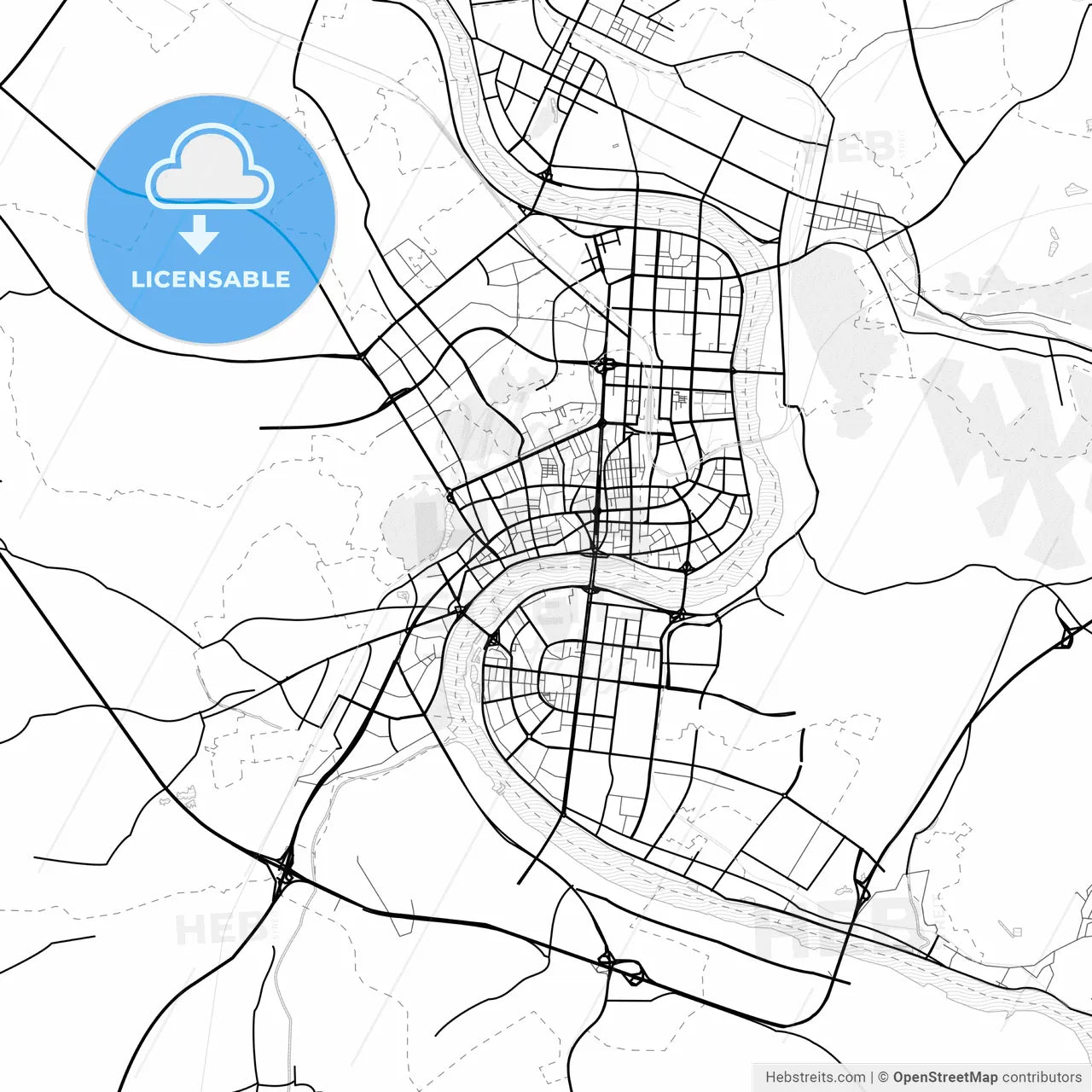 Vector PDF map of Jilin City, China