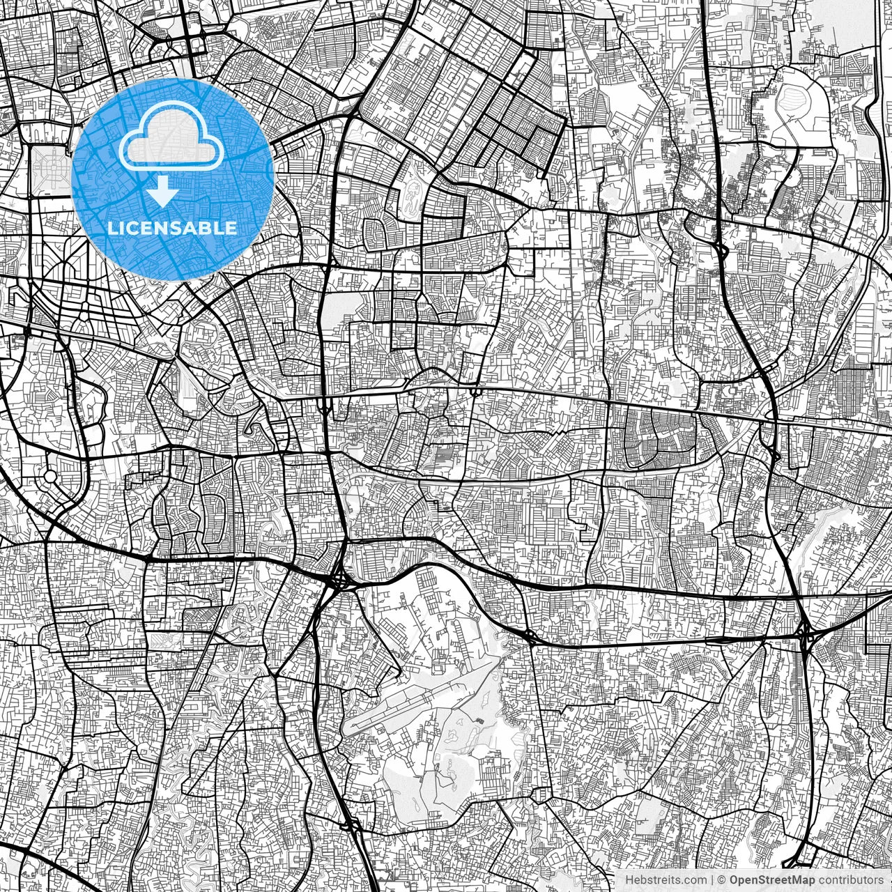 Vector PDF map of East Jakarta, Indonesia
