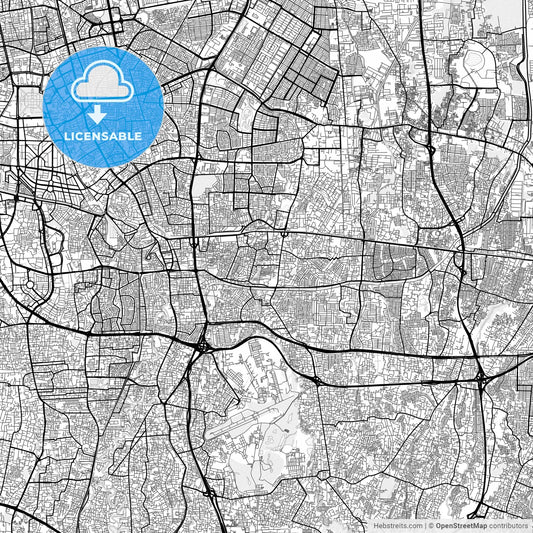 Vector PDF map of East Jakarta, Indonesia