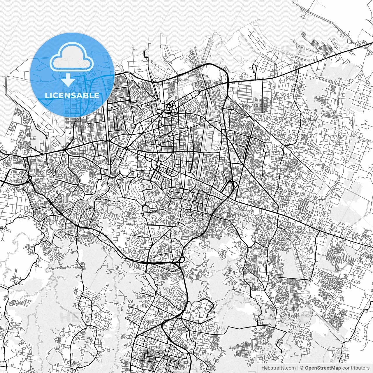 Vector PDF map of Semarang, Indonesia