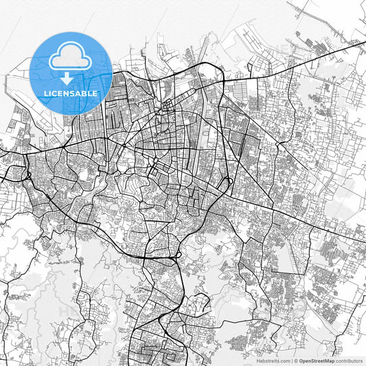 Vector PDF map of Semarang, Indonesia