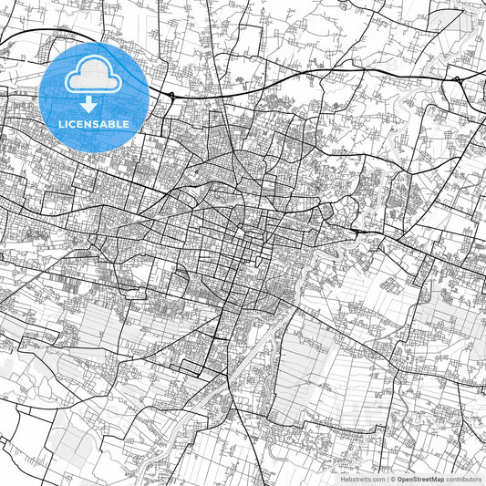 Vector PDF map of Surakarta, Indonesia