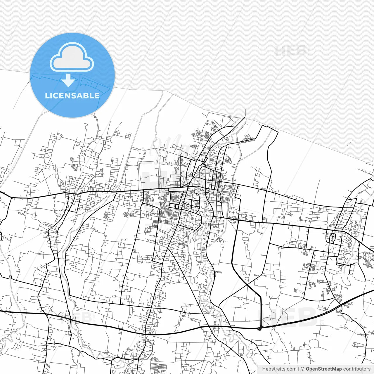 Vector PDF map of Pekalongan, Indonesia