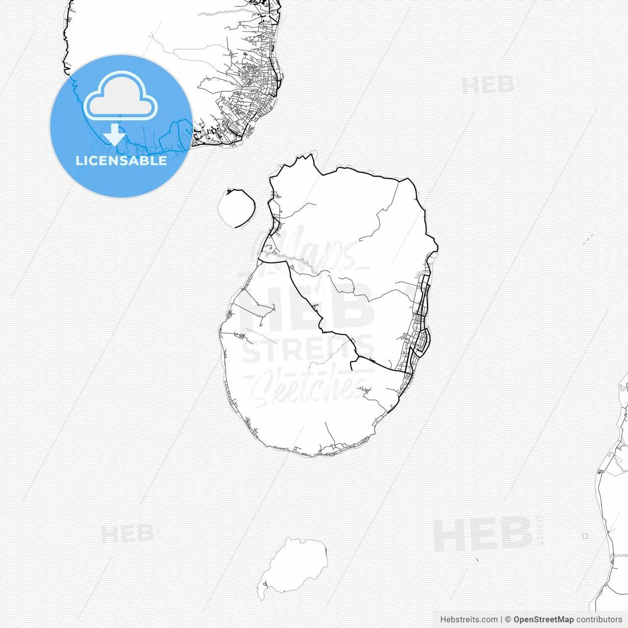 Vector PDF map of Tidore, Indonesia