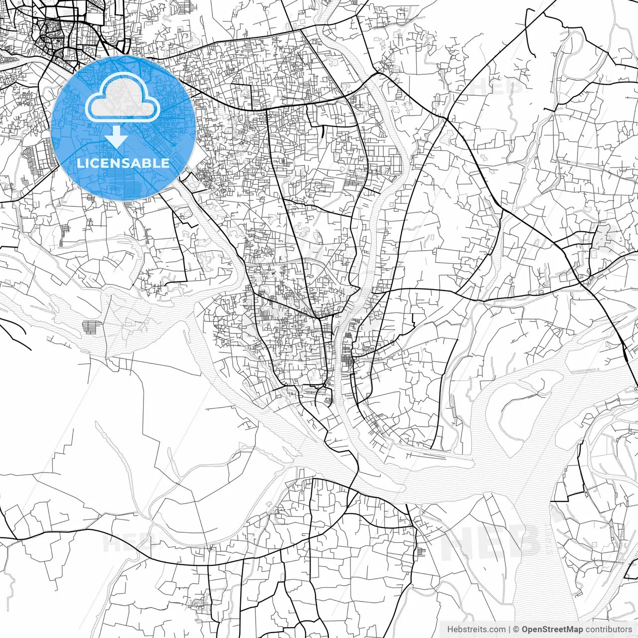 Vector PDF map of Narayanganj, Bangladesh