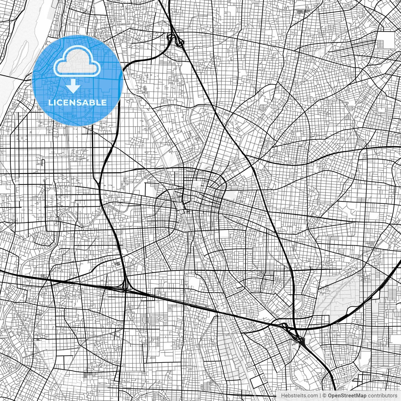 Vector PDF map of Ichinomiya, Japan