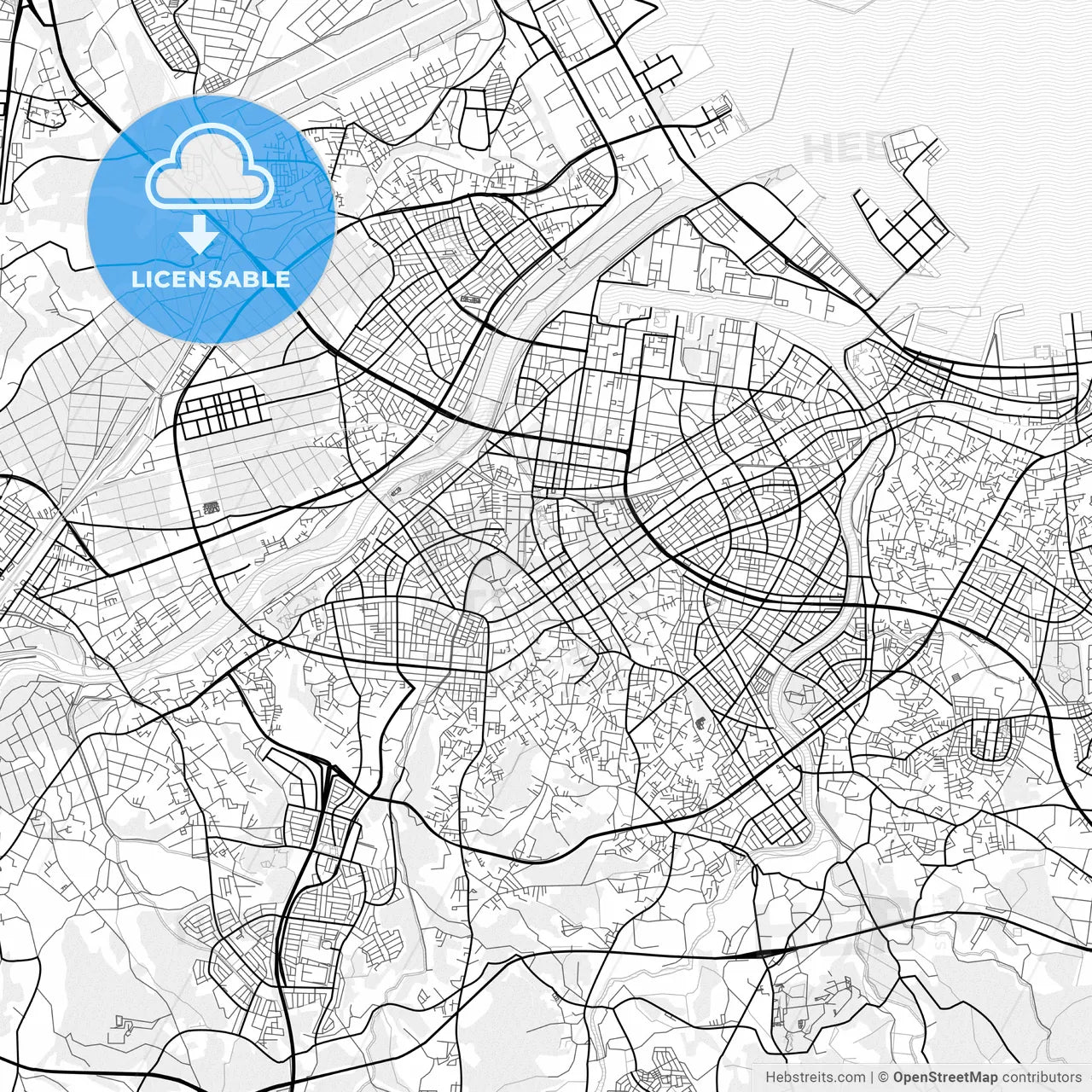Vector PDF map of Hachinohe, Japan