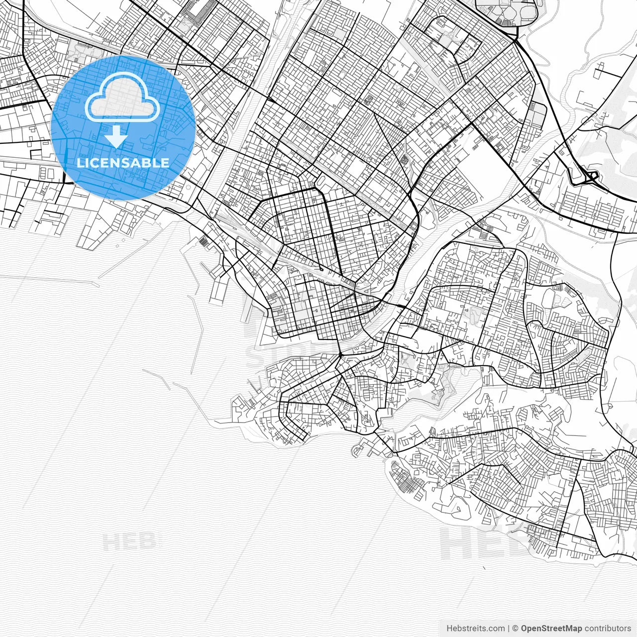 Vector PDF map of Kushiro, Japan