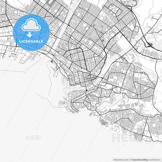 Vector PDF map of Kushiro, Japan