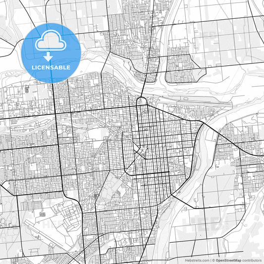 Vector PDF map of Obihiro, Japan