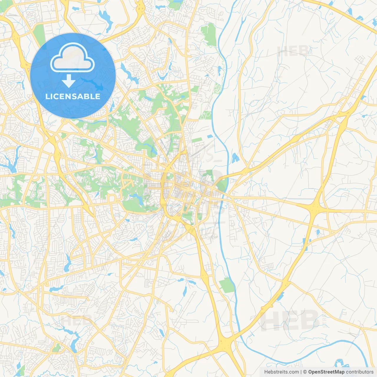 Empty vector map of Fayetteville, North Carolina, USA
