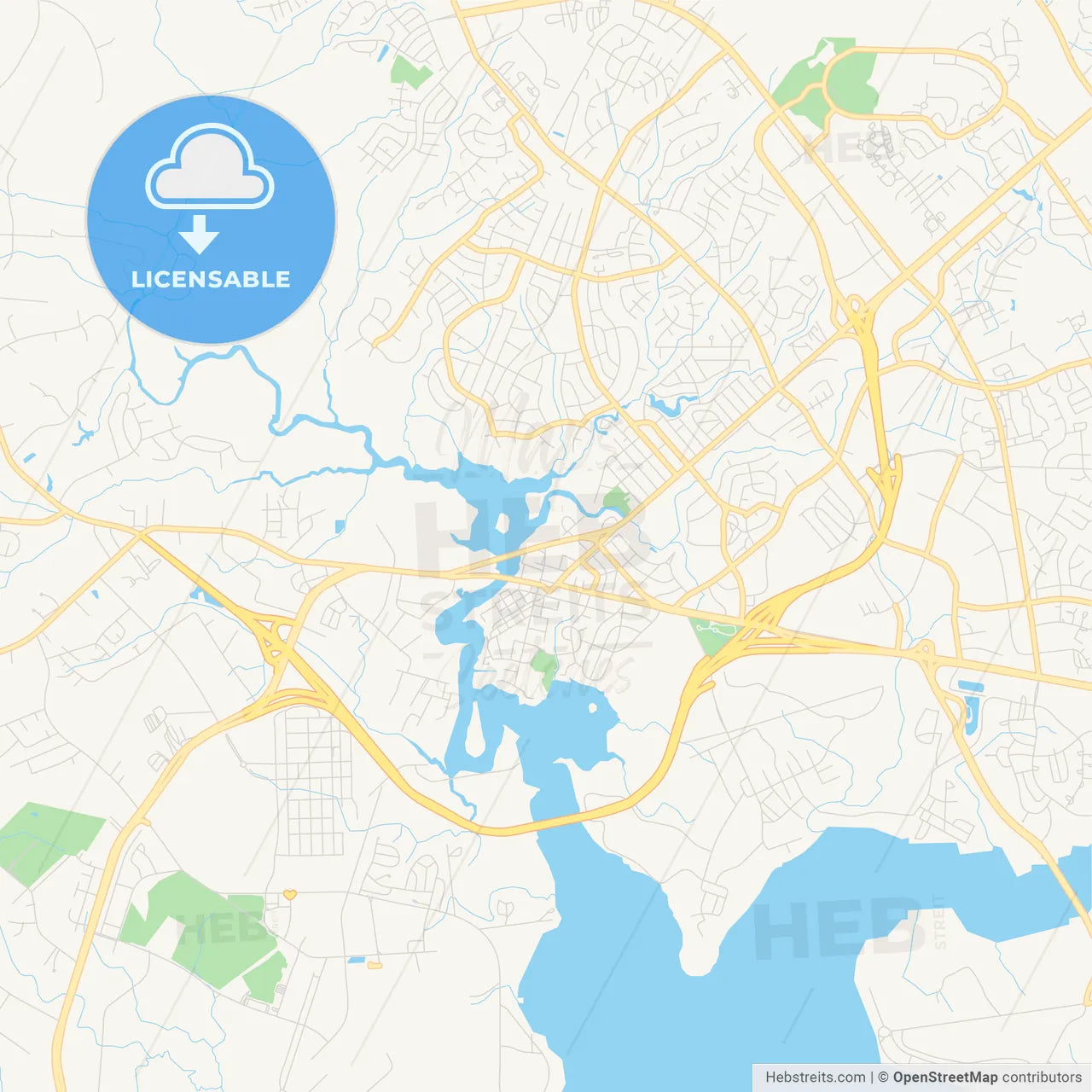 Empty vector map of Jacksonville, North Carolina, USA