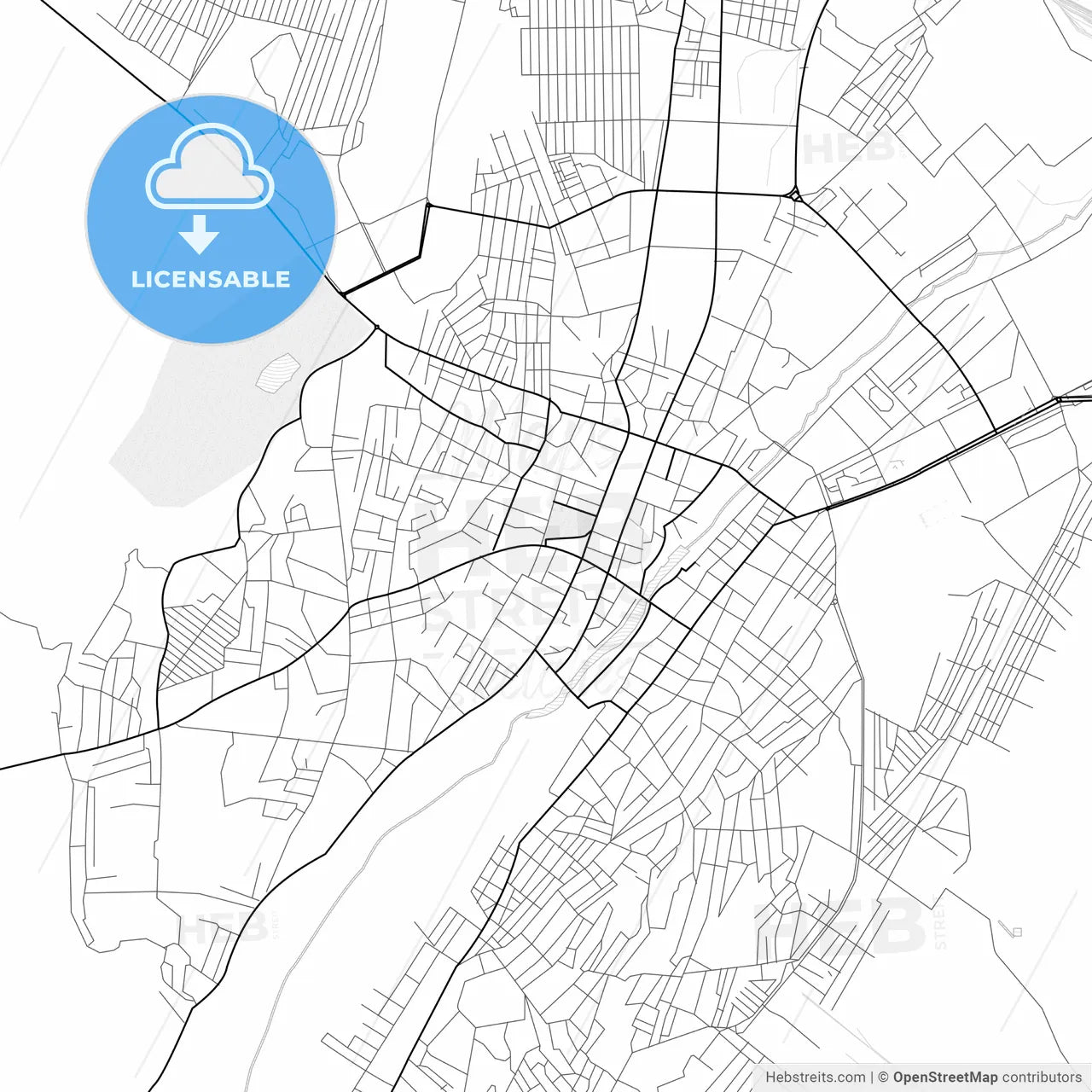 Vector PDF map of Ganja, Azerbaijan