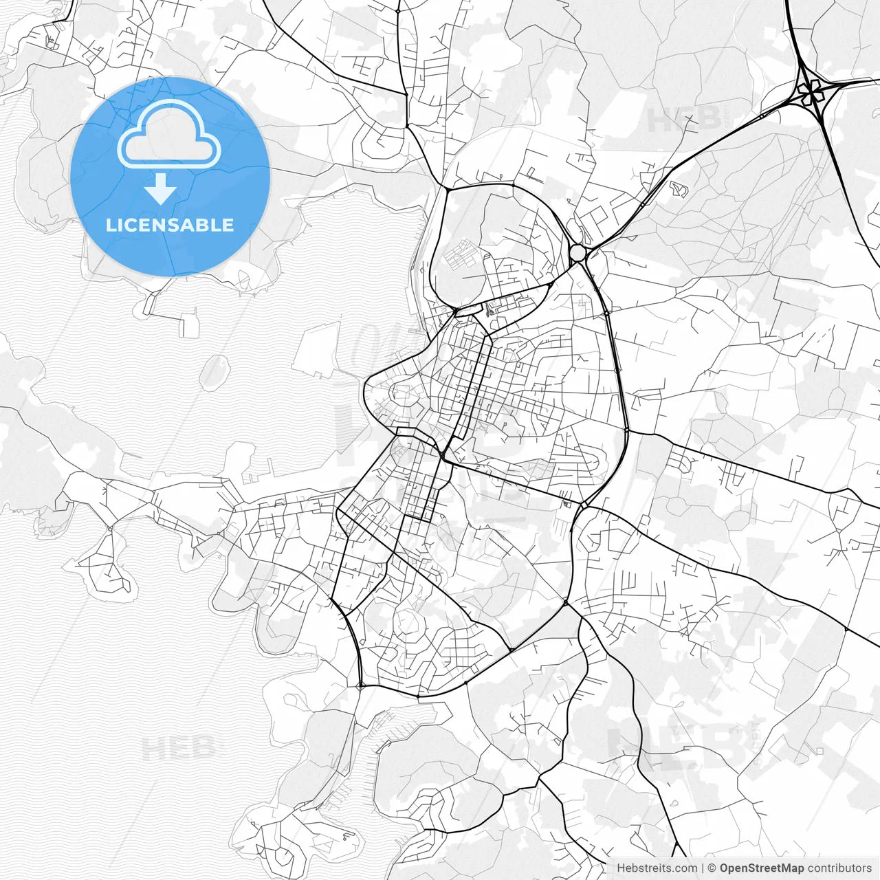 Vector PDF map of Pula/Pola, Croatia
