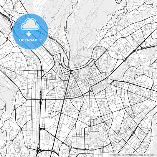 Vector PDF map of Grenoble, France