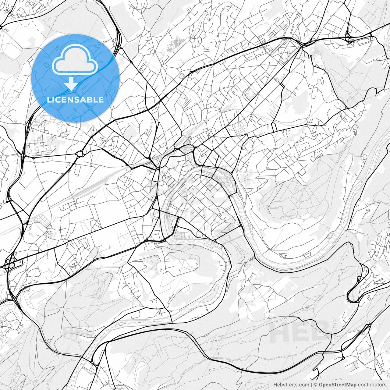 Vector PDF map of Besançon, France