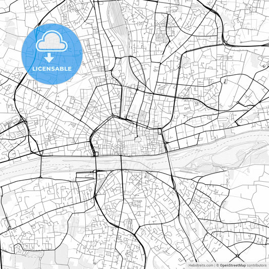 Vector PDF map of Orléans, France