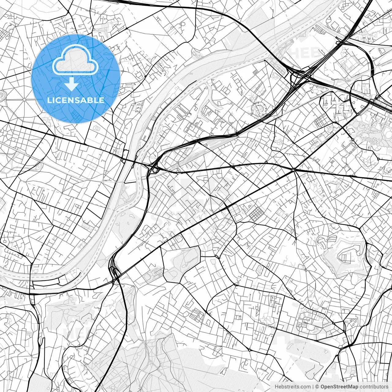 Vector PDF map of Rueil-Malmaison, France