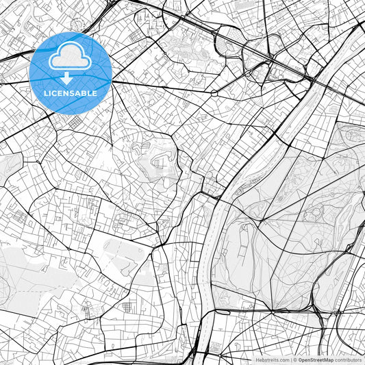 Vector PDF map of Suresnes, France