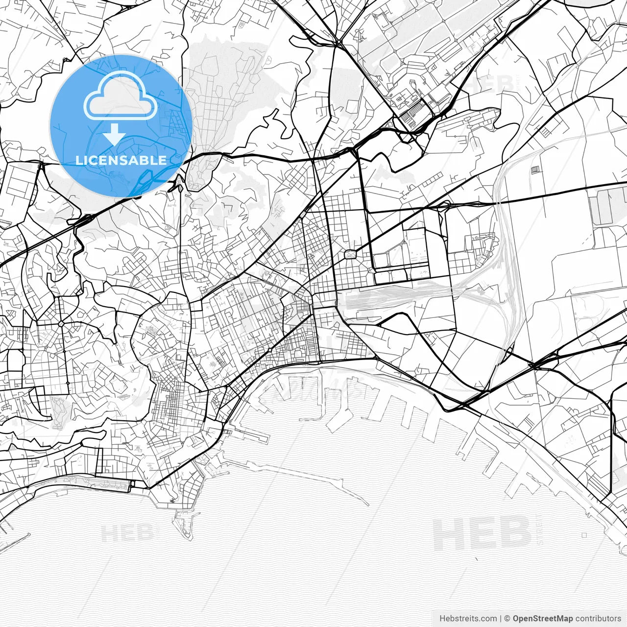 Vector PDF map of Naples, Italy