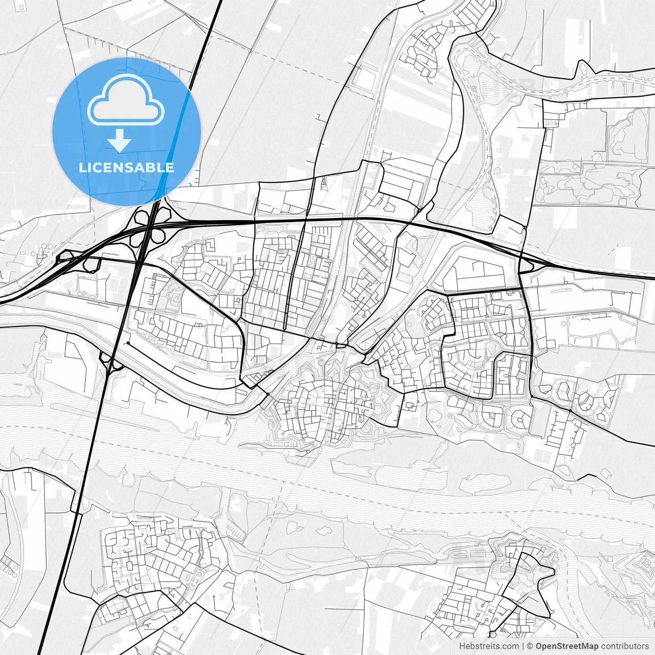 Vector PDF map of Gorinchem, Netherlands