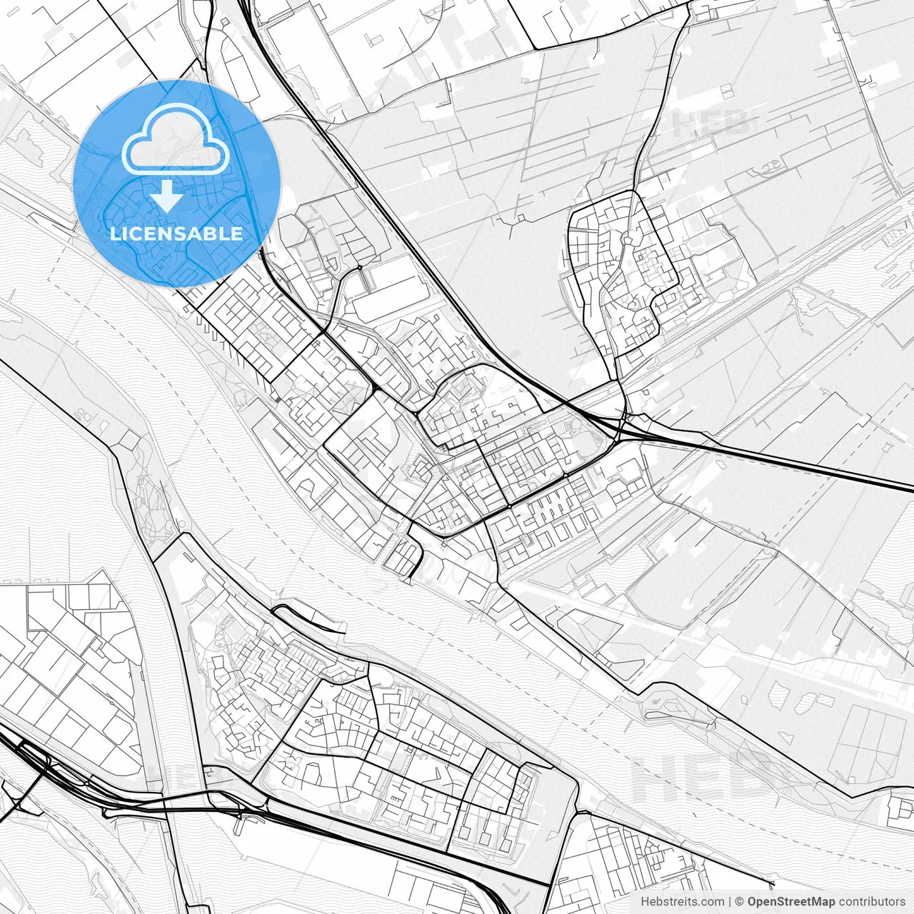 Vector PDF map of Maassluis, Netherlands