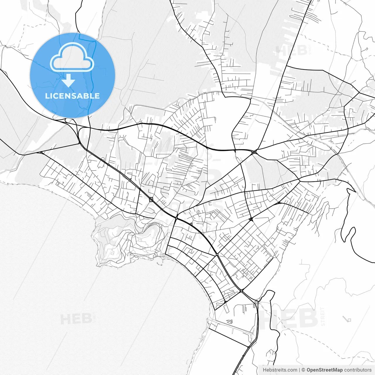 Vector PDF map of Ohrid, North Macedonia