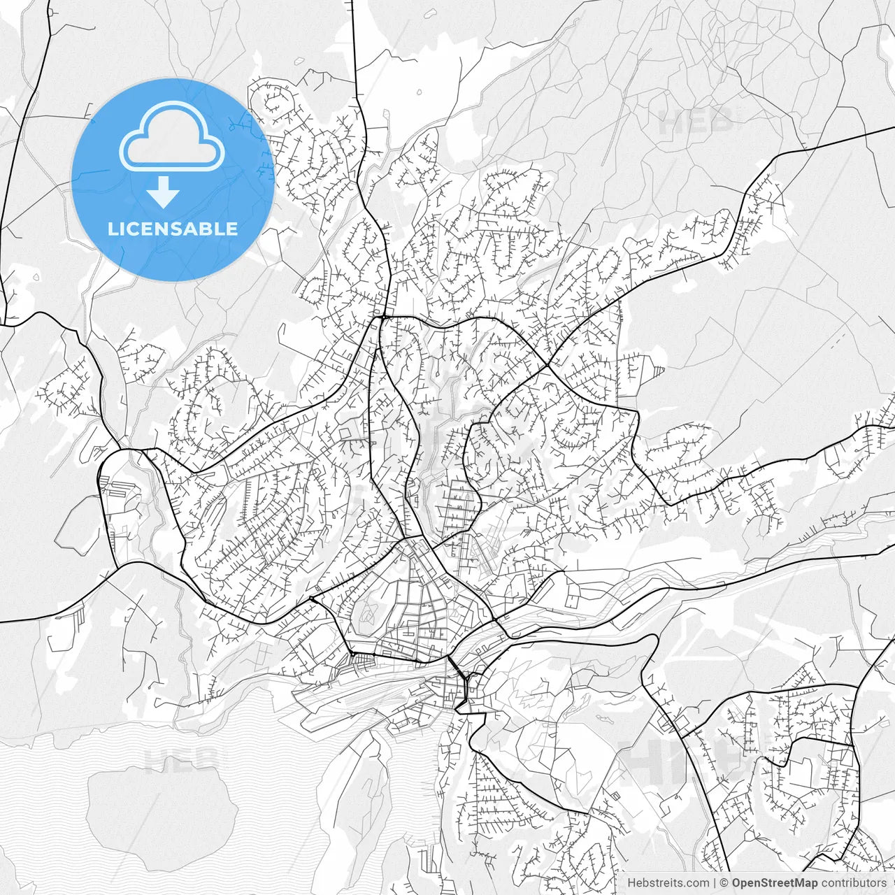 Vector PDF map of Halden, Norway