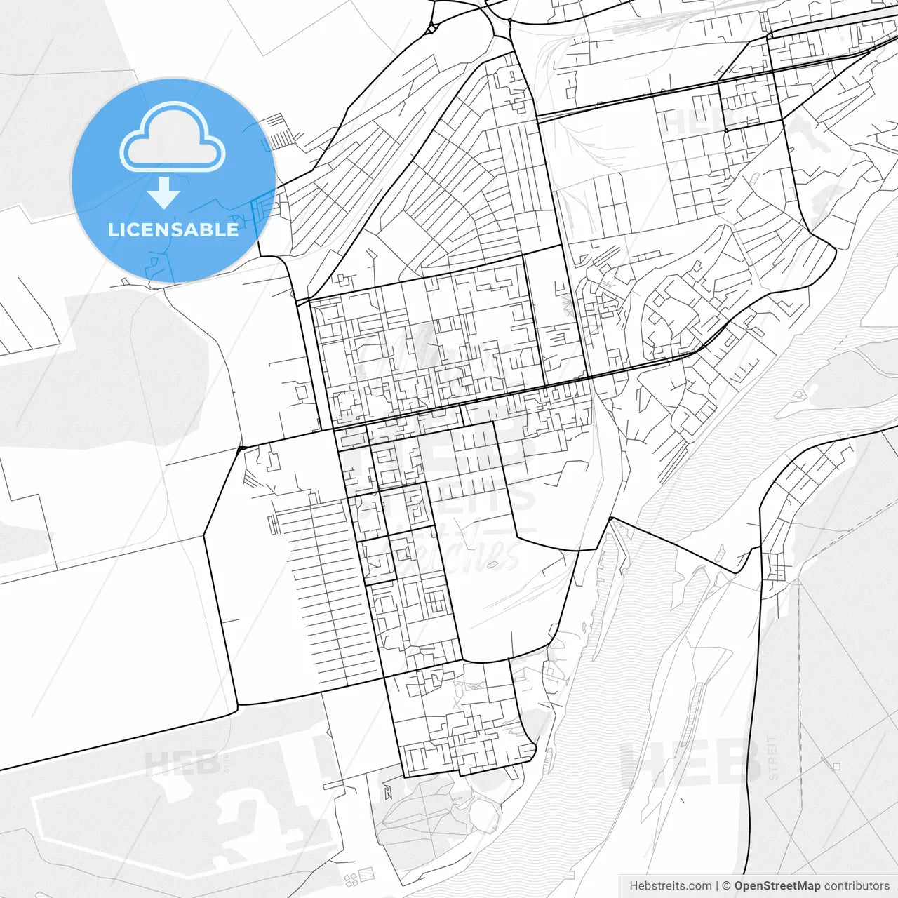 Vector PDF map of Biysk, Russia