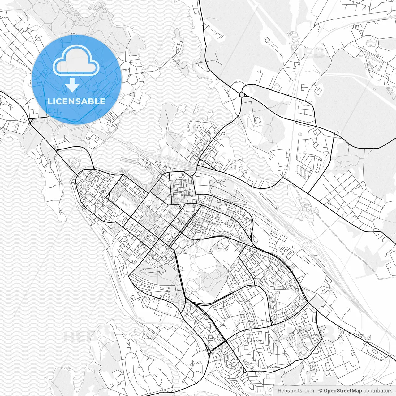 Vector PDF map of Vyborg, Russia